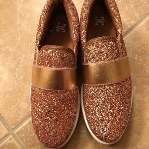 Glitter rose gold tennis shoes